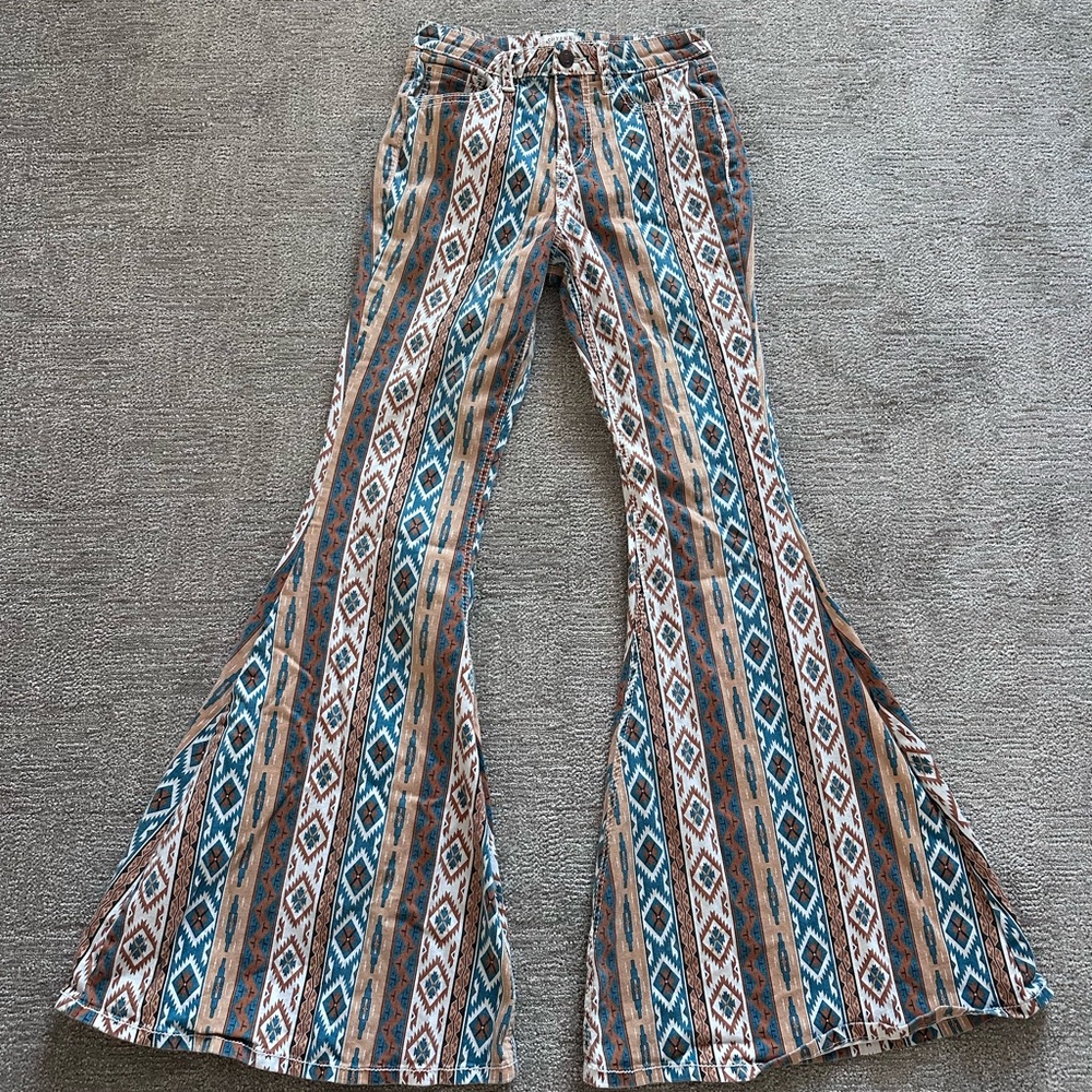 Shyanne Aztec High Rise Flare Bell Bottoms Jeans